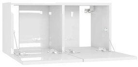 Móveis de TV 4 pcs 60x30x30 cm contraplacado branco brilhante