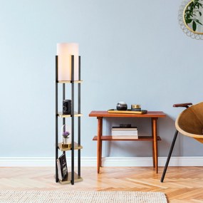 Candeeiro de Pé 7115 – Preto e Dourado – 25 x 25 x 130 cm