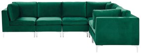 Sofá de canto de 6 lugares em veludo verde, versão à esquerda EVJA Beliani