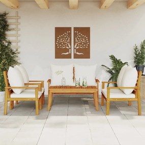 vidaXL 5 pcs conjunto lounge de jardim c/ almofadões acácia maciça