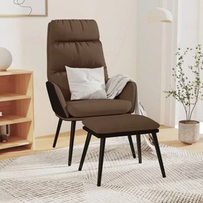 vidaXL Cadeira de descanso com tecido/banco couro artificial castanho