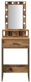 Mesa de Maquiagem vidaXL com Luzes de LED Madeira Antiga 50x41x140 cm