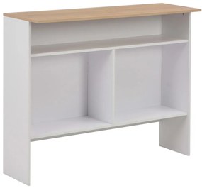 Mesa de bar com 2 tampos 130x40x120 cm branco e carvalho