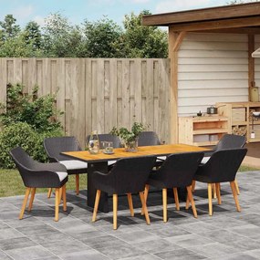 Conjunto de Jantar de Jardim 9 Peças Preto Rattan Sintético