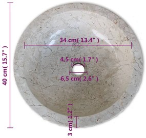 Lavatório em mármore 40 cm creme