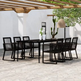 7 pcs conjunto de jantar para jardim preto