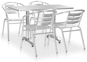 vidaXL 5 pcs conjunto de jantar para exterior alumínio prateado