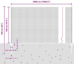 Cerca de Arame Soldado com 44 Postes em U Cinza 1.2 x 50 m Aço