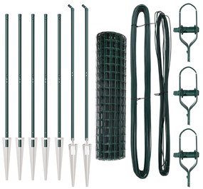 Cerca Euro com 7 Postes de Espeto 1.2x10 m Aço Galvanizado Verde