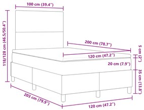 Cama Box Spring com Colchão Verde Claro Cinza 120x200 cm Tecido de Vel