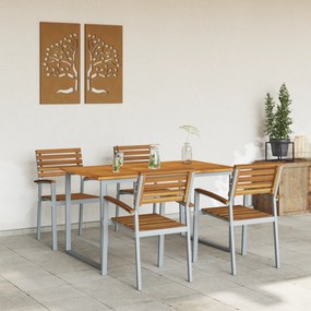 vidaXL Conjunto de Jantar de Jardim de 5 Peças em Madeira de Acácia Sólida e Metal