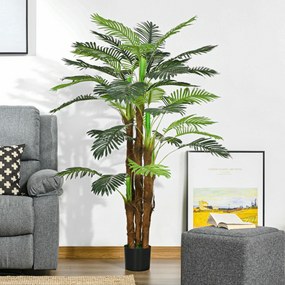 Palmeira artificial, 1,6 m de altura. Árvore artificial com tronco, ramos, líquen e folhas. Muito realista. Vaso incluído Verde