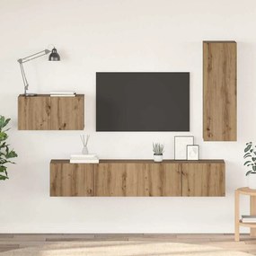 Conjunto de móvel de TV com gaveta com prateleira 4 pcs carvalho artis