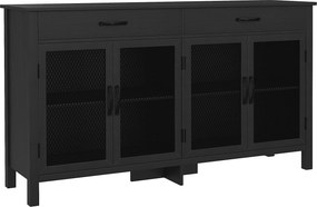 HOMCOM Buffet baixo móvel de arrumação 4 portas com prateleiras reguláveis e 2 gavetas estilo industrial 150 x 40 x 85 cm preto | Aosom Portugal