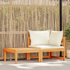 vidaXL 2 pcs conj. lounge de jardim c/ almofadões branco nata acácia