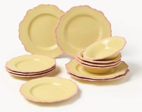 Conjunto de loiça Crumble, 4 pessoas (12 uni.), amarelo