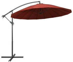 Guarda-sol suspenso 3 m mastro alumínio terracota