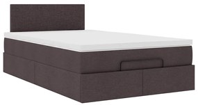 Estrutura de cama otomana com colchão 120x190cm castanho escuro