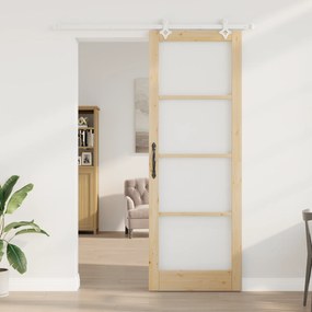 Conjunto de Porta de Correr com Hardware vidaXL 83x232 cm Madeira Sóli