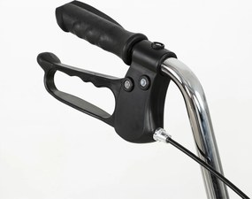 Andador 4 rodas dobrável, rollator em aço inoxidável, assento acolchoado em PU, pega regulável, azul