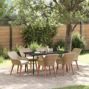 vidaXL Conjunto de Jantar de Jardim 7 Peças Bege em Polivime