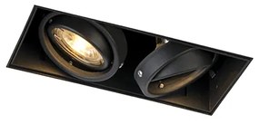 Foco embutido preto GU10 regulável inclinável e giratório sem moldura 2 luzes - Oneon Moderno