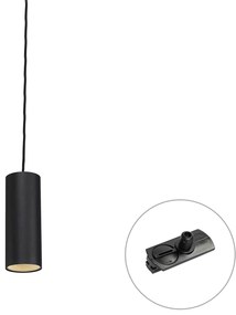 Candeeiro pendente de design preto incl. Adaptador de calha monofásica - Iconic Tubo