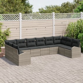 Conjunto de Sofá de Jardim vidaXL com Almofadas Cinza Claro Rattan Sin