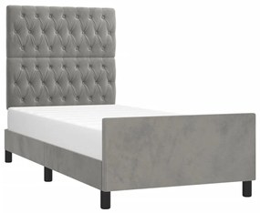 Estrutura de cama sem colchão 90x200 cm veludo cinzento-claro
