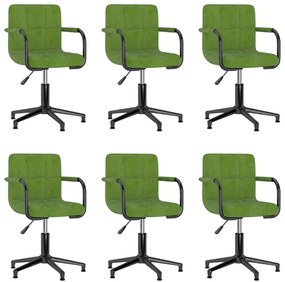 vidaXL Cadeiras de jantar giratórias 6 pcs veludo verde-claro