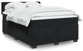 vidaXL Cama com molas/colchão 140x200 cm veludo preto