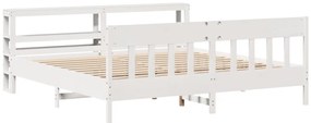 Cama sem colchão 180x200 cm madeira de pinho maciça branco