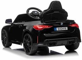 Carro elétrico para crianças BMW M4, controle remoto 2,4 GHz, entrada USB / Aux, suspensão, bateria 12V, luzes LED, motor 2 X, licença ORIGINAL Preto