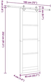 Porta Deslizante vidaXL com Conjunto de Hardware Branco 83x232 cm Made