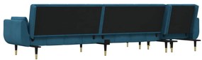 Sofá-cama em forma de L 275x140x70 cm veludo azul