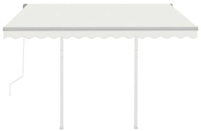 Toldo retrátil automático com postes 3x2,5 m cor creme