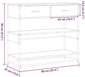 Mesa consola 90x35x80 cm derivados de madeira carvalho sonoma