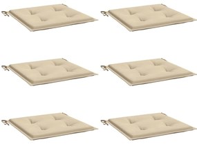 Almofadões p/ cadeiras jardim 6 pcs 40x40x4 cm oxford bege