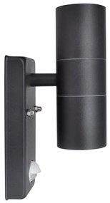 41097 Candeeiro LED de parede forma cilindro com sensor aço preto