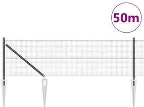 Cerca de Malha Soldada com 13 Postes de Spike Cinza 0.6x50 m Aço