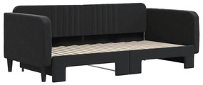 Sofá-cama com gavetão 90x190 cm veludo preto