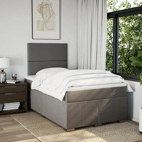 Cama boxspring c/ colchão 120x190cm tecido castanho-acinzentado