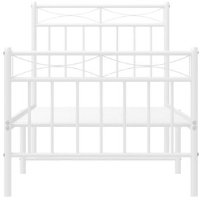 Estrutura de cama com cabeceira e pés 80x200 cm metal branco