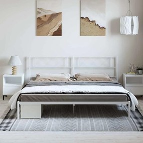 Estrutura de cama com cabeceira 193x203 cm metal branco