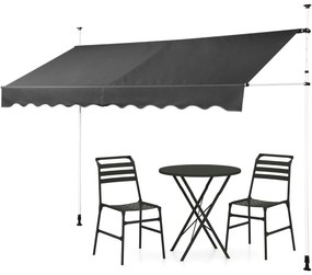 Toldo de grampo 350 cm de largura toldo de varanda sem perfuração resistente a UV altura ajustável verde