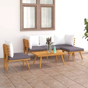 vidaXL 6 pcs conjunto lounge de jardim com almofadões acácia maciça