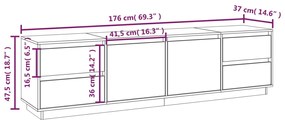 Móvel de TV 176x37x47,5 cm madeira de pinho maciça branco