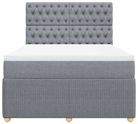 Cama com molas/colchão 140x190 cm tecido cinzento-claro