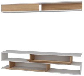 Móvel TV Sims – Branco e Teca – 176x39x31,5 cm