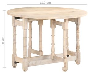 Mesa de jantar redonda 110x76 cm madeira de mangueira maciça